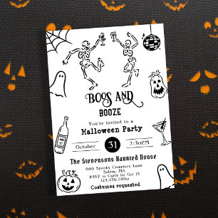 Rolig Särpräglad Whimsisk Handritad Halloweenfest Inbjudningar