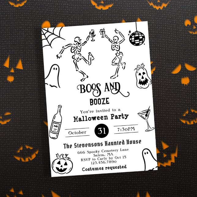 Rolig Särpräglad Whimsisk Handritad Halloweenfest Inbjudningar (Skapare uppladdad)