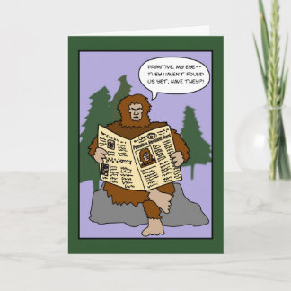 Rolig Sasquatch för primitiv tecknad julkort Helgkort
