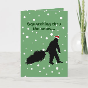 Rolig Sasquatch julkort som drar träd Helgkort