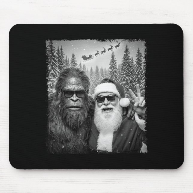 Rolig Sasquatch-meme Cool selfie med Santa Christ Musmatta (Framsidan)