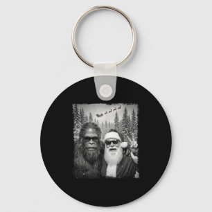 Rolig Sasquatch-meme Cool selfie med Santa Kristus Nyckelring