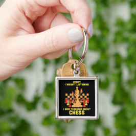 Rolig schackcitatpresent till schackspelare och sc fyrkantig silverfärgad nyckelring
