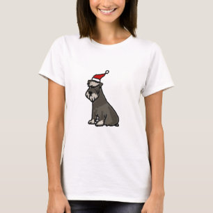 Rolig Schnauzer i julhatt T-shirt