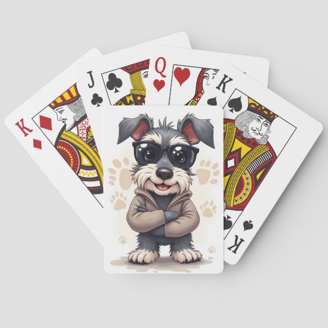 Rolig Schnauzer Kawaii Hund Casinokort (Baksidan)