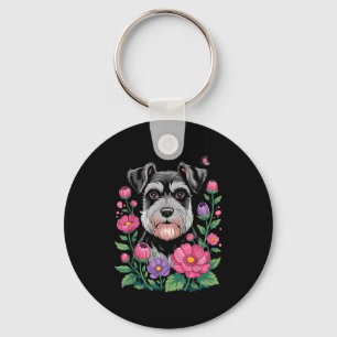 Rolig Schnauzer-konst för kvinnor Schnauzer hundäl Nyckelring
