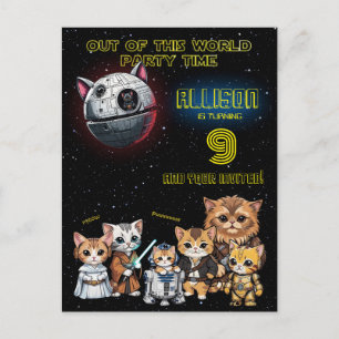 Rolig Science Fiction Kitty Katt Anpassad Inbjudan