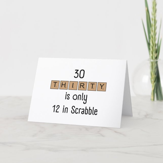 Rolig Scrabble 30-års födelsedags kort (Framsida)