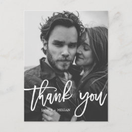 Rolig script kalligrafi foto bröllop tack I Vykort