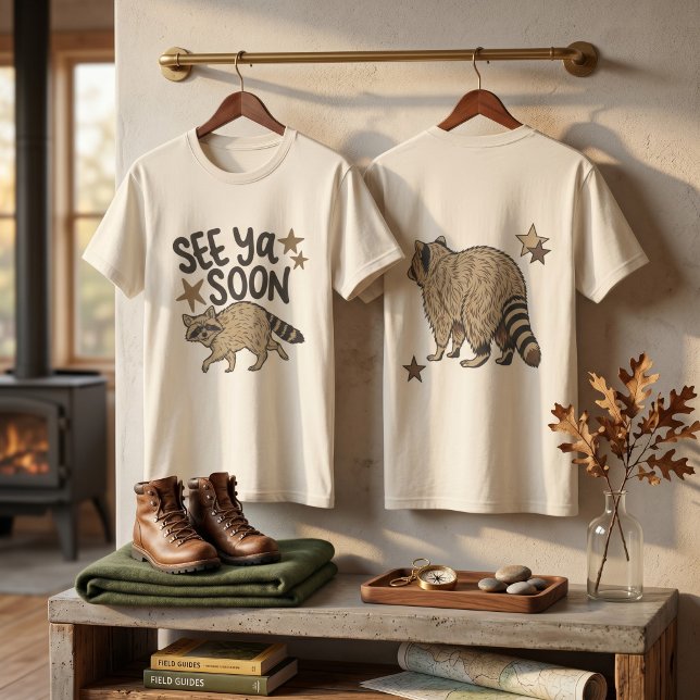 Rolig Se Dina Råtta Dubbelsidig T-Shirt (Funny See Ya Soon Raccoon Double-Sided T-Shirt | Retro Animal Graphic Tee)