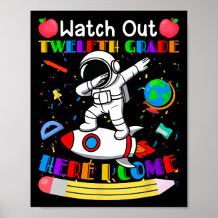 Rolig Se upp Senior Här kommer jag Astronaut Poster