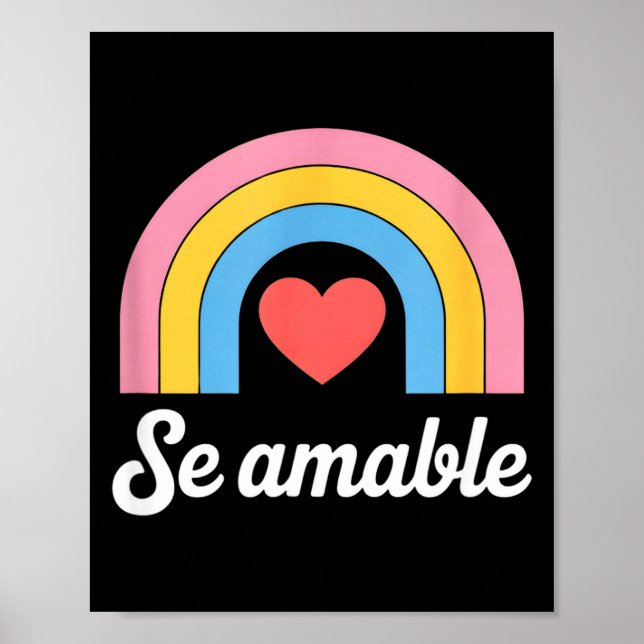 Rolig se vänlig regnbåge hjärta säger minimalistis poster (Framsidan)
