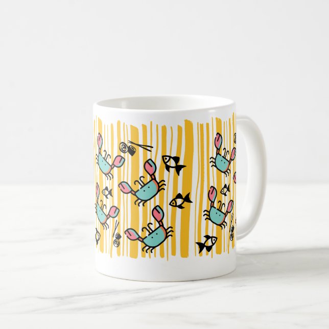 Rolig Seafood Krabbfisk  Kaffemugg (Framsida höger)