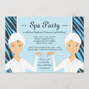 Rolig sebra för inbjudan   för party för Spa för