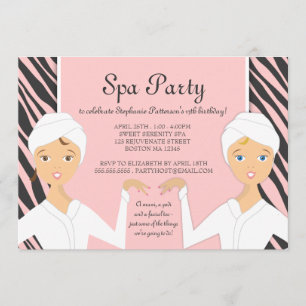 Rolig sebra för inbjudan   för party för Spa för