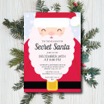 ROLIG Secret Santa Gåvoutbyte Fest Inbjudningar<br><div class="desc">Toppen söta Jultomten Secret Santa julfest inbjuden med ett tomat skägg med rött kostym och ett svart bälte med guld höjdpunkter. Enkel att anpassa med din helgdag julinformation till party. Contemporaryns inbjudan till din hemliga jultomte,  presentbörsen party!</div>