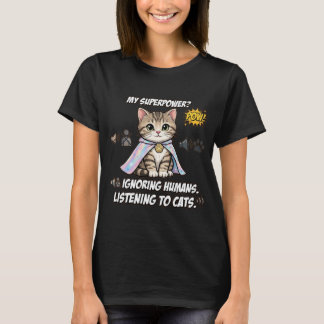 Rolig Selektiv Hörsel Katt Superkraft Tabby Hologr T Shirt