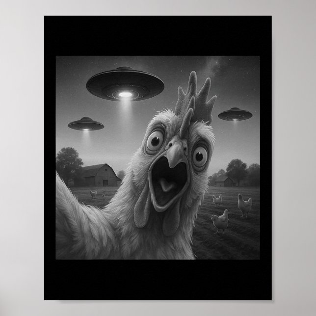 Rolig Selfie Kyckling Med Ufon Wei Poster (Framsidan)