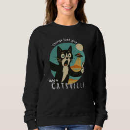 Rolig selfie med katt UFO utomjording paranormal T Shirt