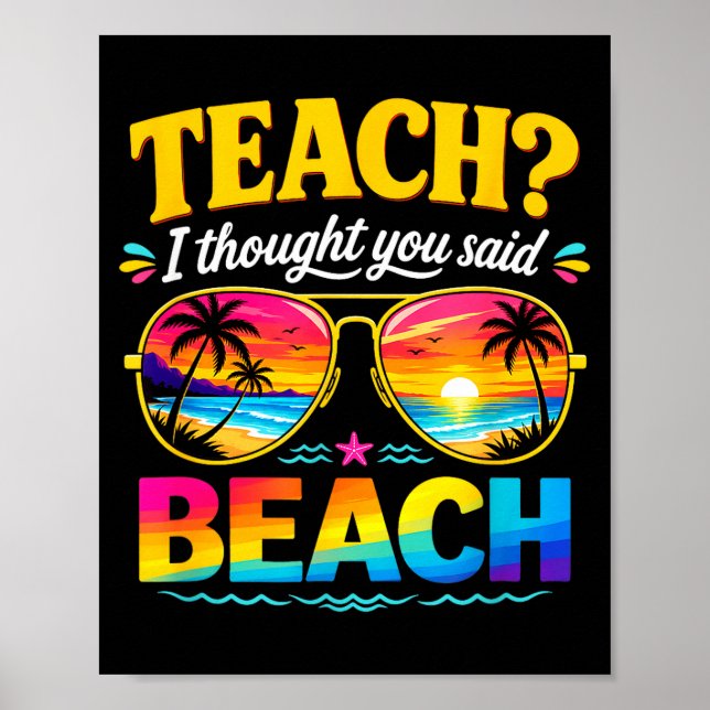 Rolig semester undervisa tanke sade strand lärare poster (Framsidan)