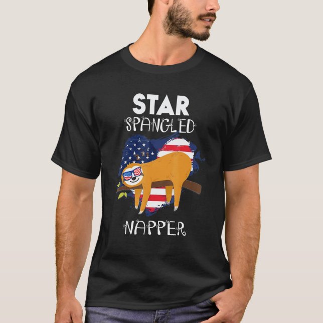 Rolig Sengångare 4:e Juli Stjärnströdd Sovande T Shirt (Framsida)