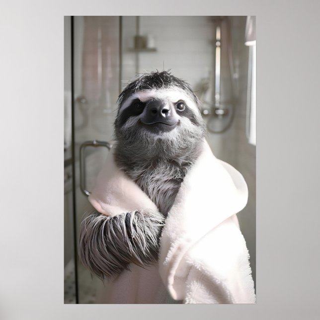 Rolig sengångare i badräkt, badrumsväggkonst, söt poster (Framsidan)
