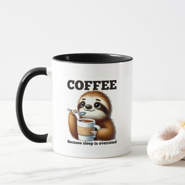 Rolig sengångare kaffe sömn ord konst  mugg (Med munk)