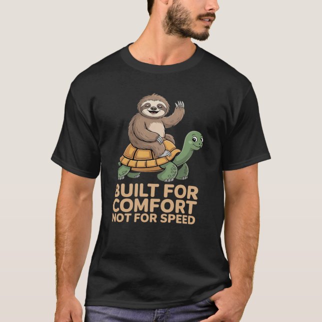Rolig Sengångare Ridande Sköldpadda T Shirt (Framsida)