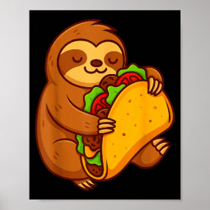 Rolig sengångare som kramar taco mexikansk mat äls poster