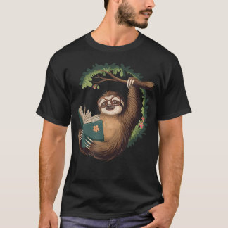 Rolig Sengångare som Läser en Bok Lättjefull Sengå T Shirt