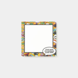 Rolig serie-språkblåsans namnmeddelande post-it block
