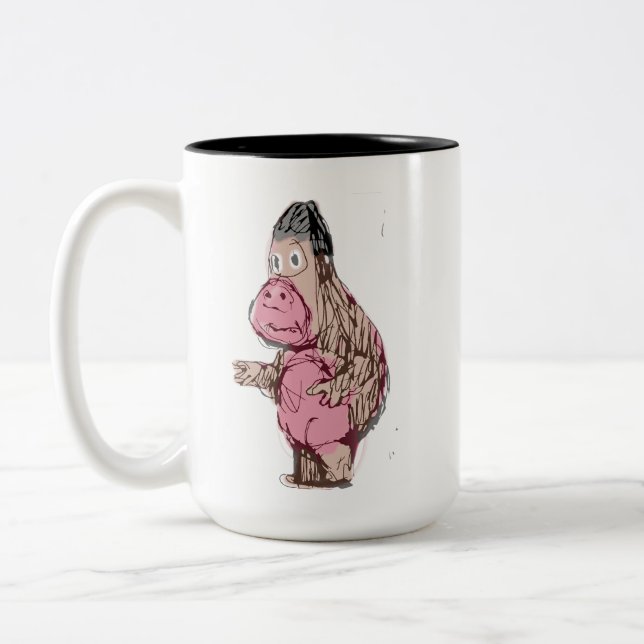 Rolig serieapa & Monkey Sketch Två-Tonad Mugg (Vänster)