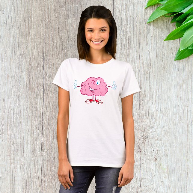 Rolig seriefigur av en hjärna som blinkar och ger  t shirt (Skapare uppladdad)