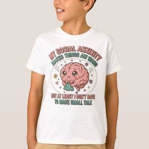 Rolig seriefigur av hjärna som överanalyserar t shirt