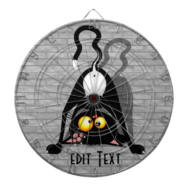 Rolig seriefigur av katt upp och ner darttavla (Framsidan)