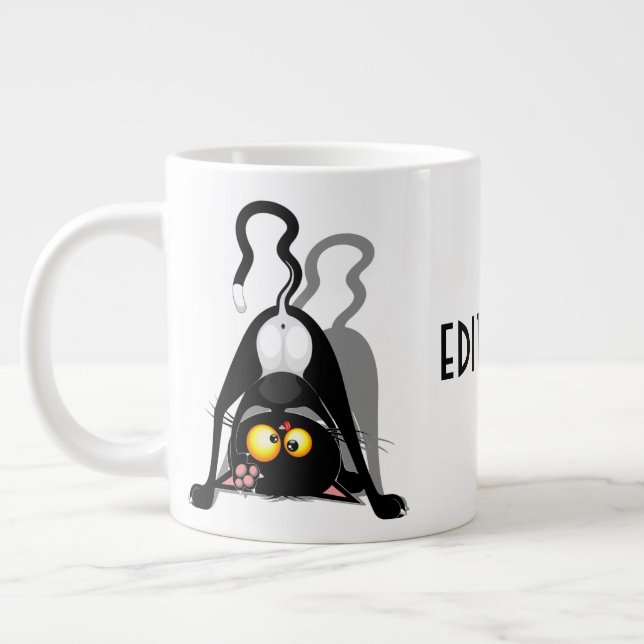 Rolig seriefigur av katt upp och ner jumbo mugg (Vänster)