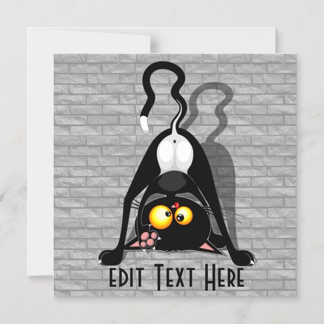Rolig seriefigur av katt upp och ner magnetisk inbjudningskort (Framsida)