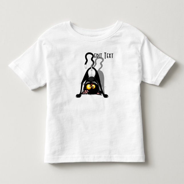 Rolig seriefigur av katt upp och ner t shirt (Framsida)