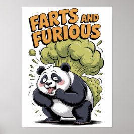 Rolig seriefigur av panda på vit bakgrund poster