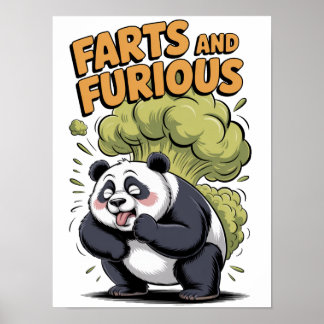 Rolig seriefigur av panda på vit bakgrund poster