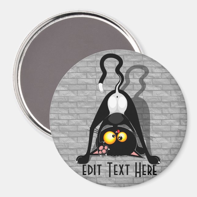 Rolig seriefigur med katt upp och ner magnet (Front/Back)