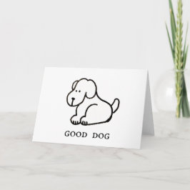 Rolig seriefigur sittande snäll hund gratulationsk kort