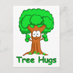 Rolig seriefigur träd omfamnar vykort