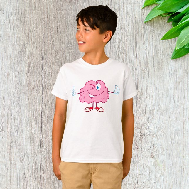 Rolig seriehjärna som blinkar och ger tummen upp t shirt (Skapare uppladdad)