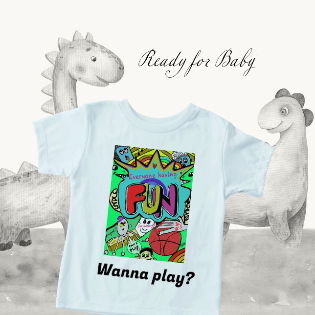 Rolig serieillustration av gemenskap t shirt (Ready for Baby)