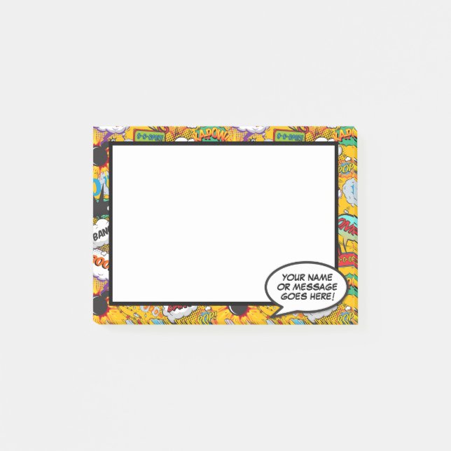 Rolig seriepratbubbla Namnmeddelande Post-it Block (Framsida)