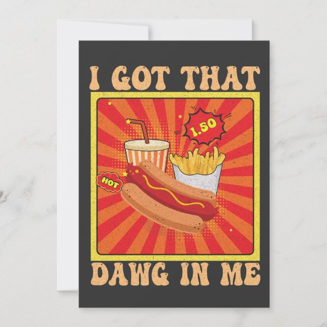 Rolig Serieteckning Hot Dogs Combo Jag Har Den Hun Inbjudningar (Framsida)