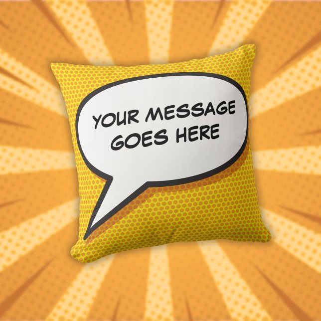 Rolig serietidningspersonlig pratbubbla modern kudde (Funny Comic Book Personalized Speech Bubble Modern Throw Pillow)