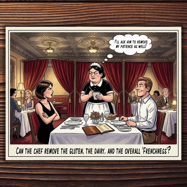 Rolig Servitris Liv Restaurang Humor  Postkort Vykort (Skapare uppladdad)