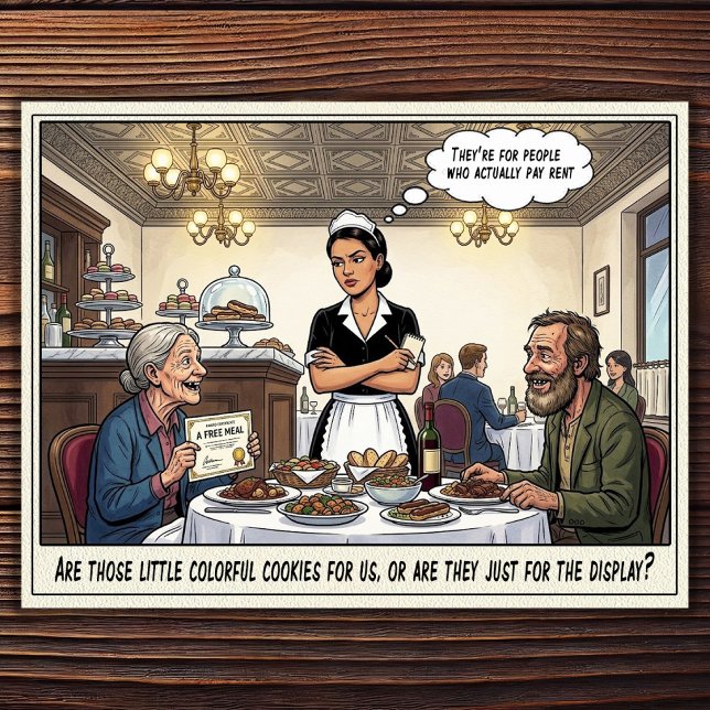 Rolig Servitris Liv Restaurang Humor  Postkort Vykort (Skapare uppladdad)